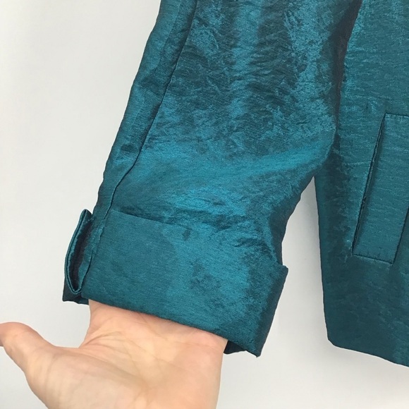 Chico’s Lustrous Shine Sindy Blazer Jacket Button-Up Cocktail Party Teal Size 0 - Picture 5 of 10